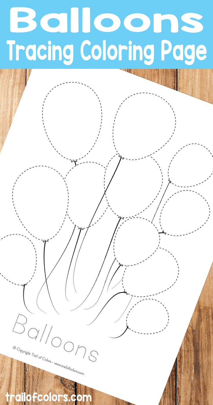 Free balloons tracing coloring page