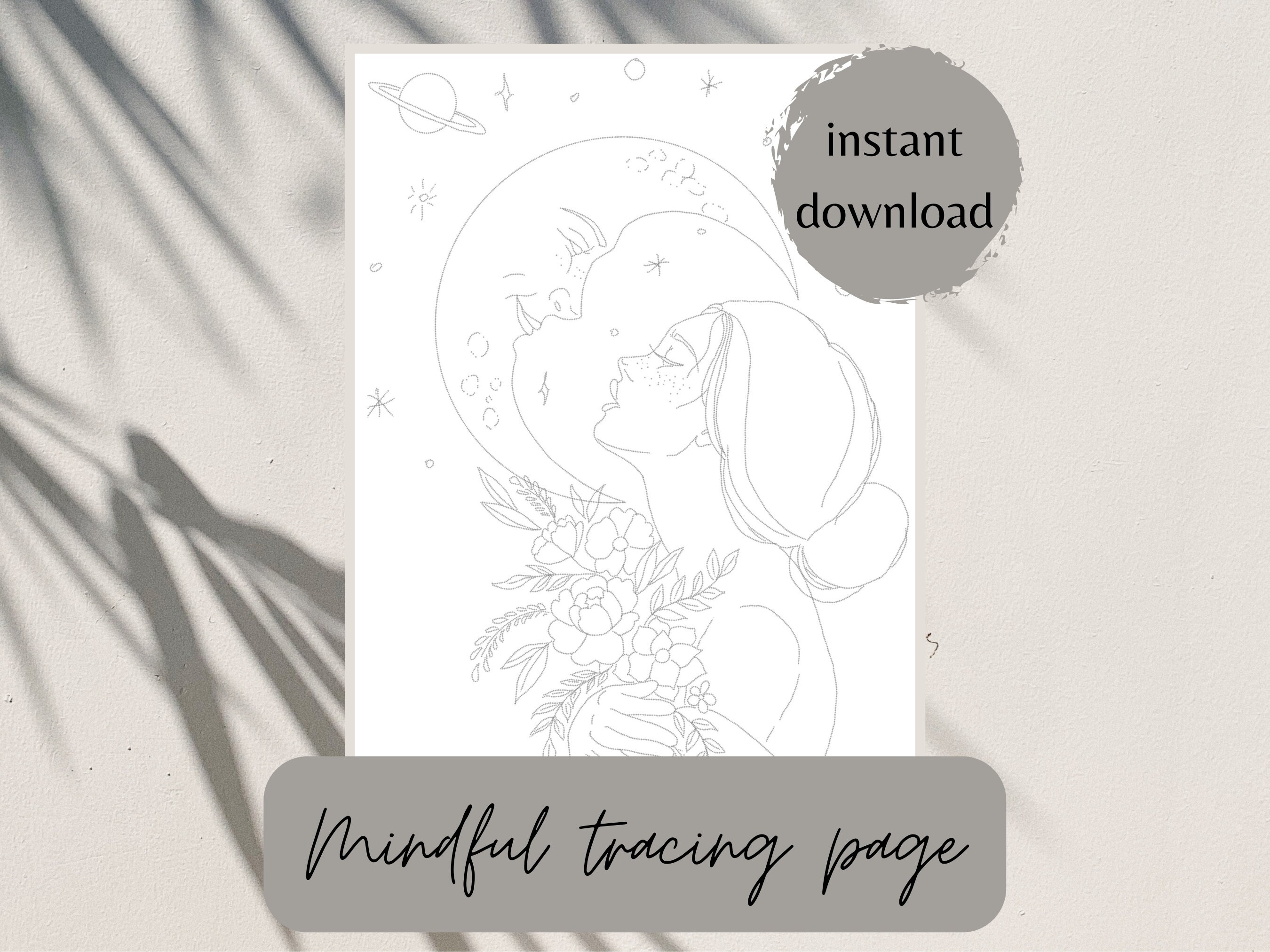 Mindful tracing printable traceable colouring pages adult