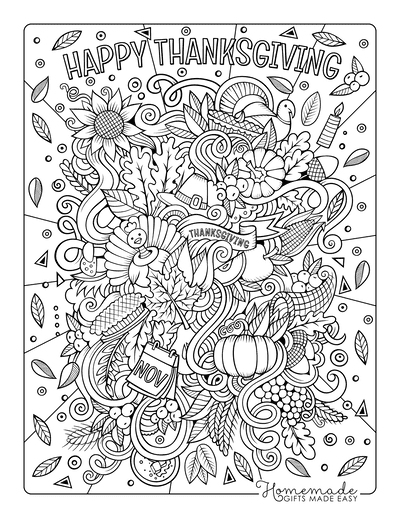 Free thanksgiving coloring pages for kids adults