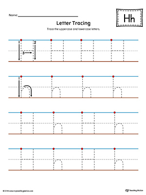 Letter h tracing printable worksheet color