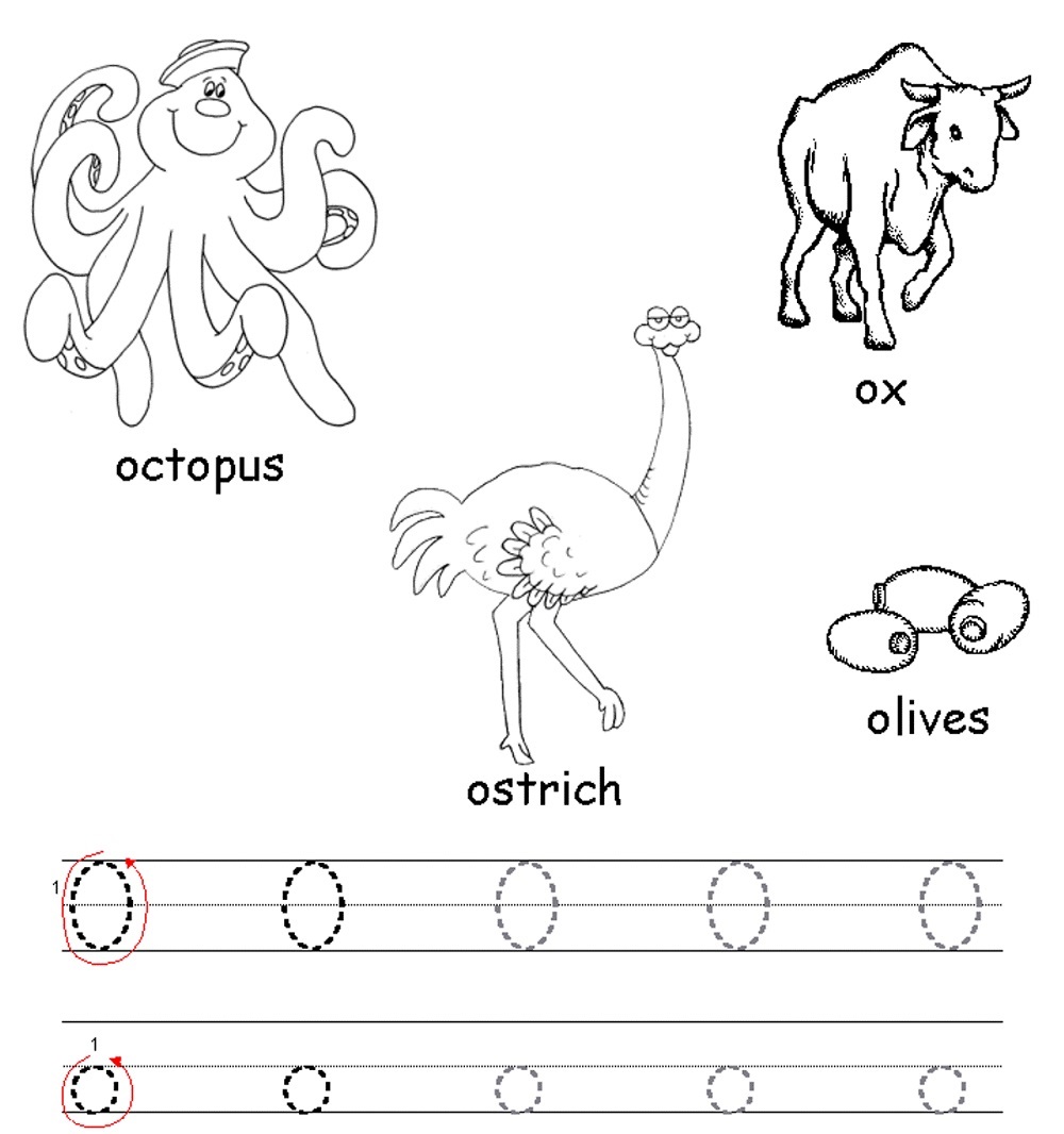 Tracing letter o worksheets activity shelter