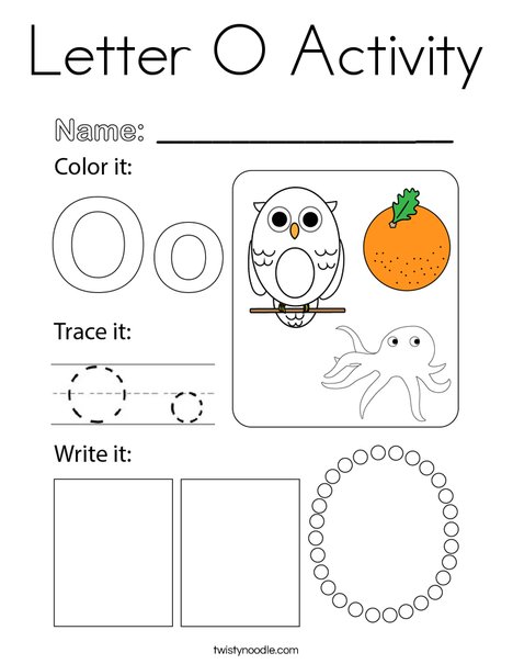 Letter o activity coloring page