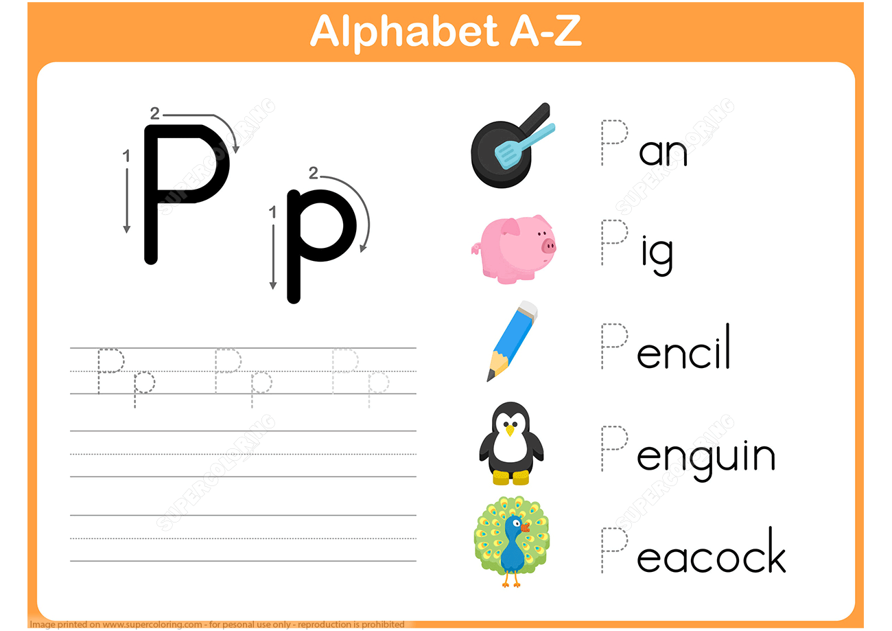 Letter p tracing worksheet free printable puzzle games