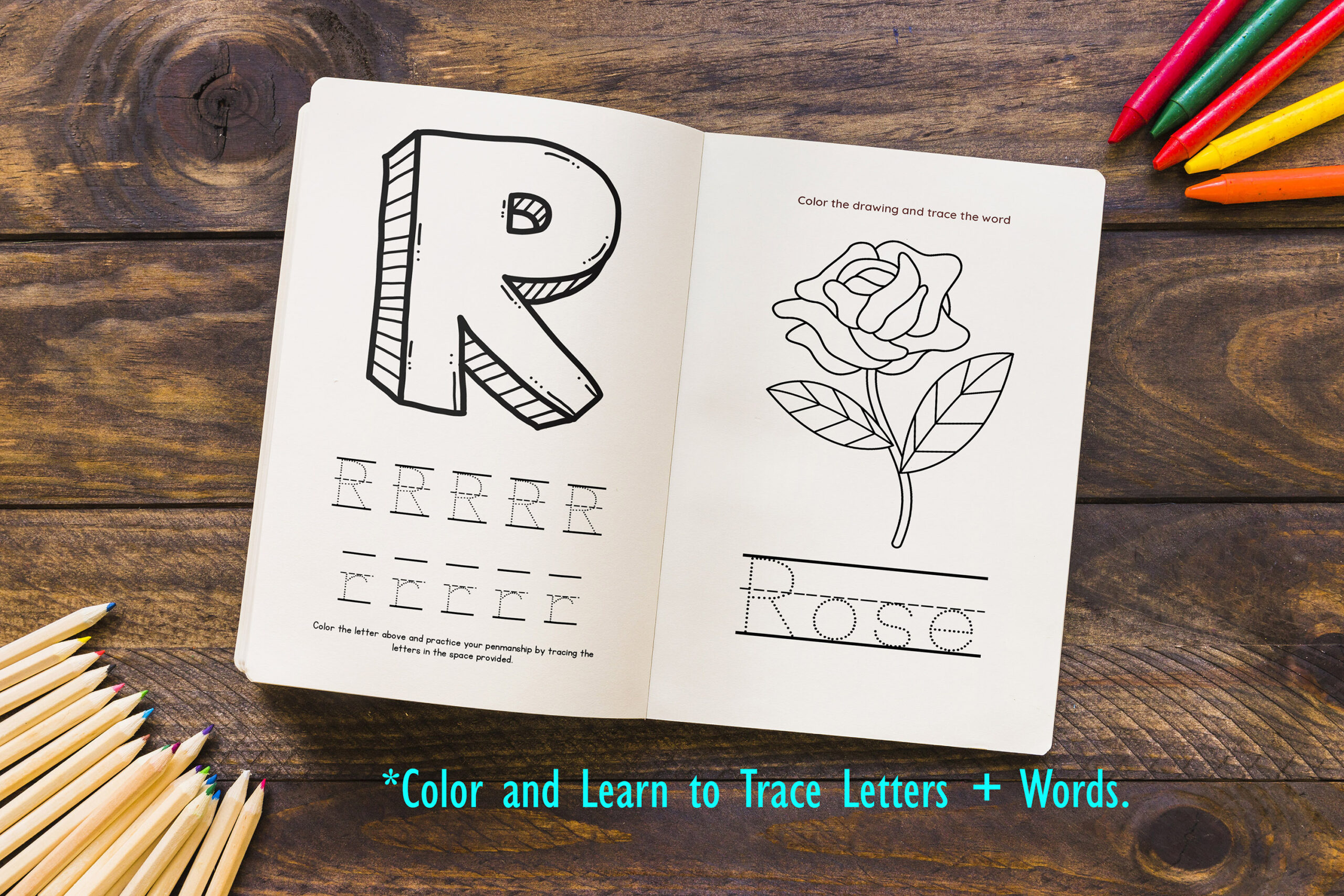 Trace and color activity book for kids and toddlers ages