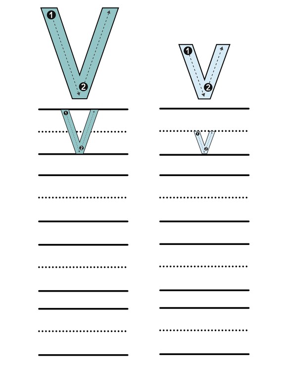 Letter v coloring page sound identification and tracing download now