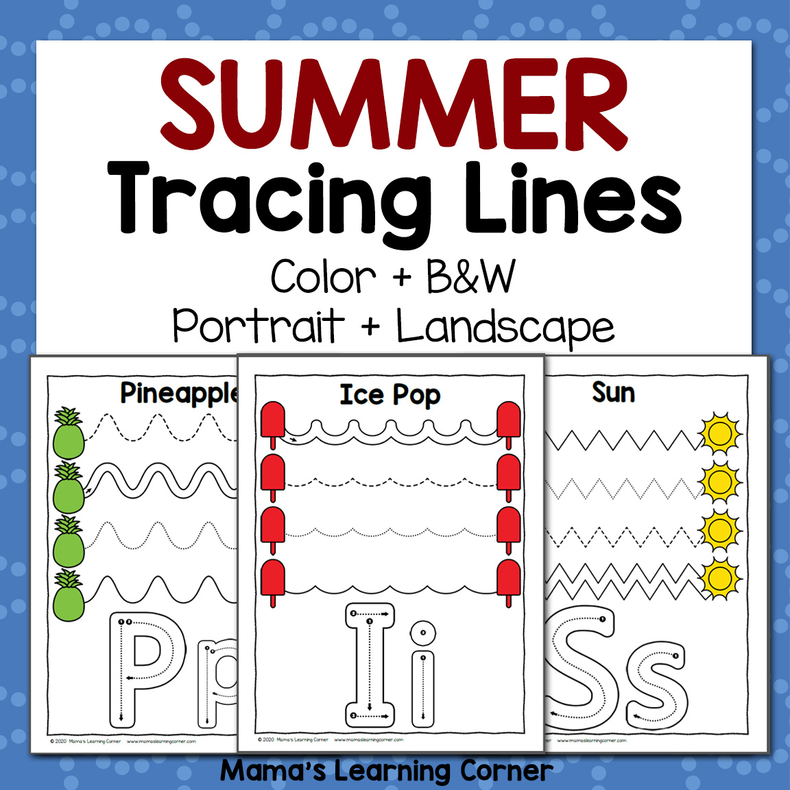 Summer tracing worksheets for preschool