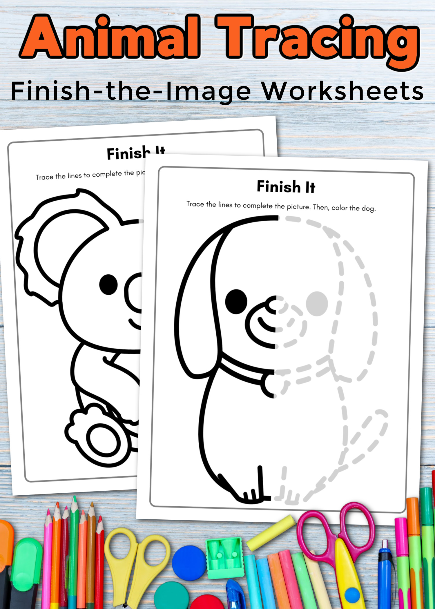 Free printable animal tracing worksheets for preschool