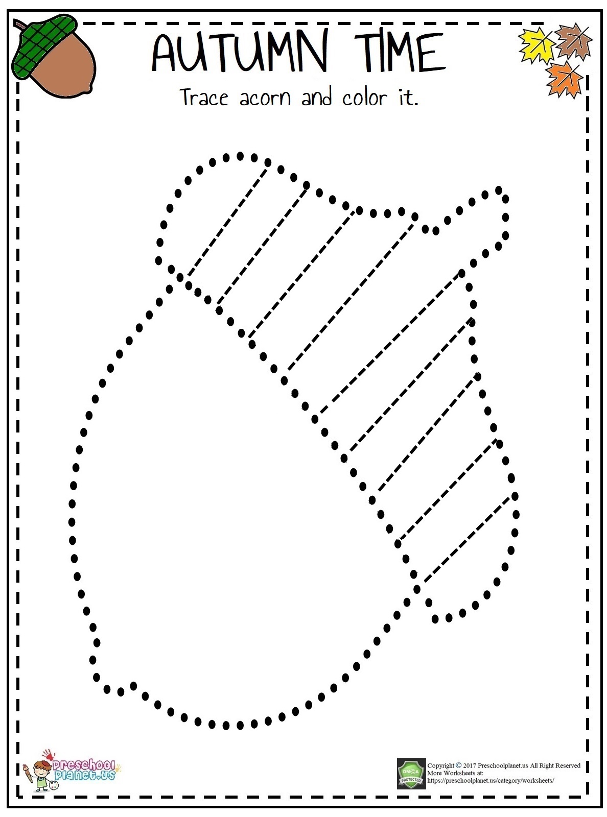 Autumn trace line worksheet â