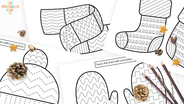 Winter tracing worksheets for kids