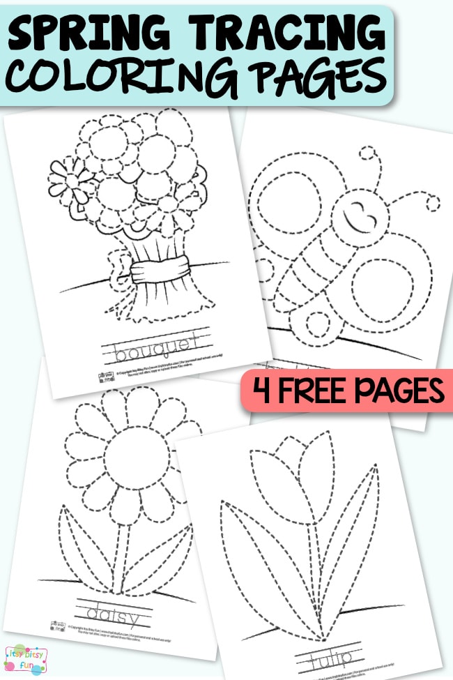 Spring tracing coloring pages