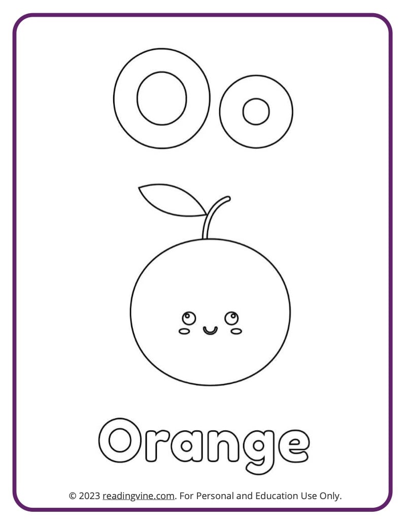 Letter o coloring pages