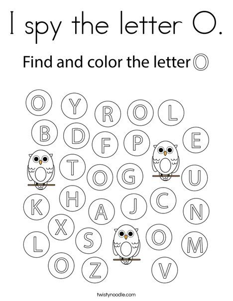 I spy the letter o coloring page