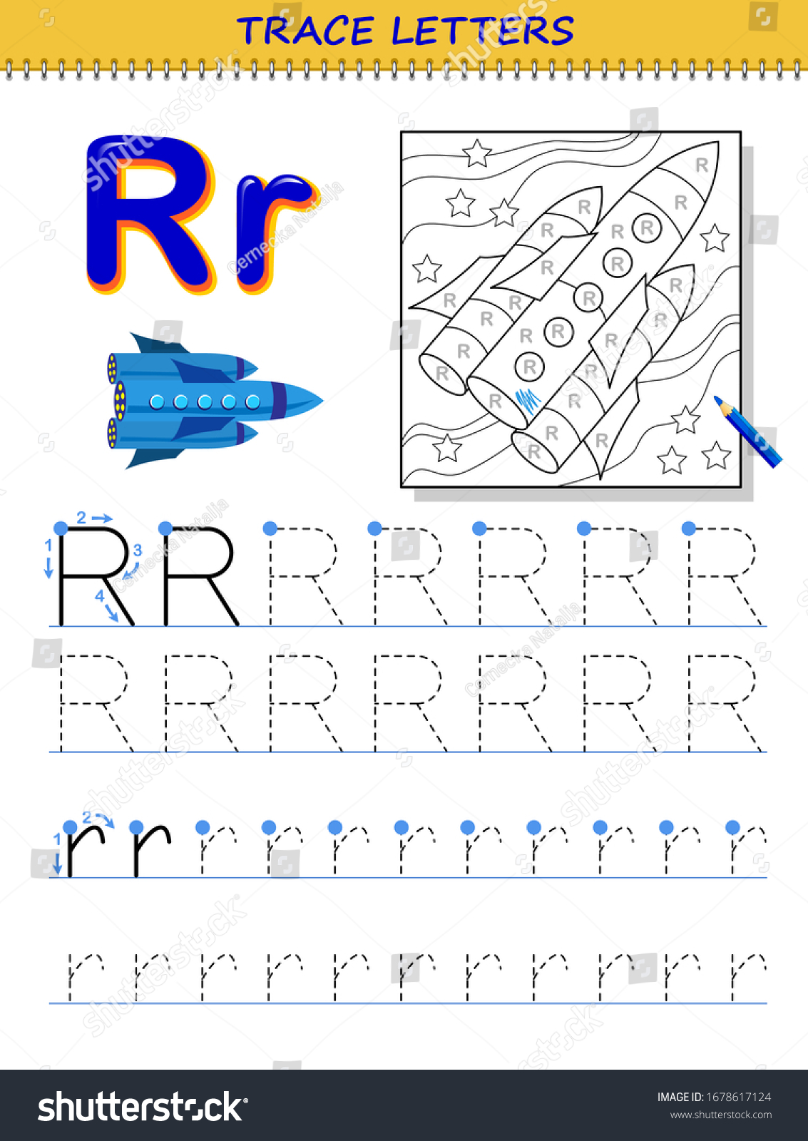 Tracing letter r study alphabet printable stock vector royalty free