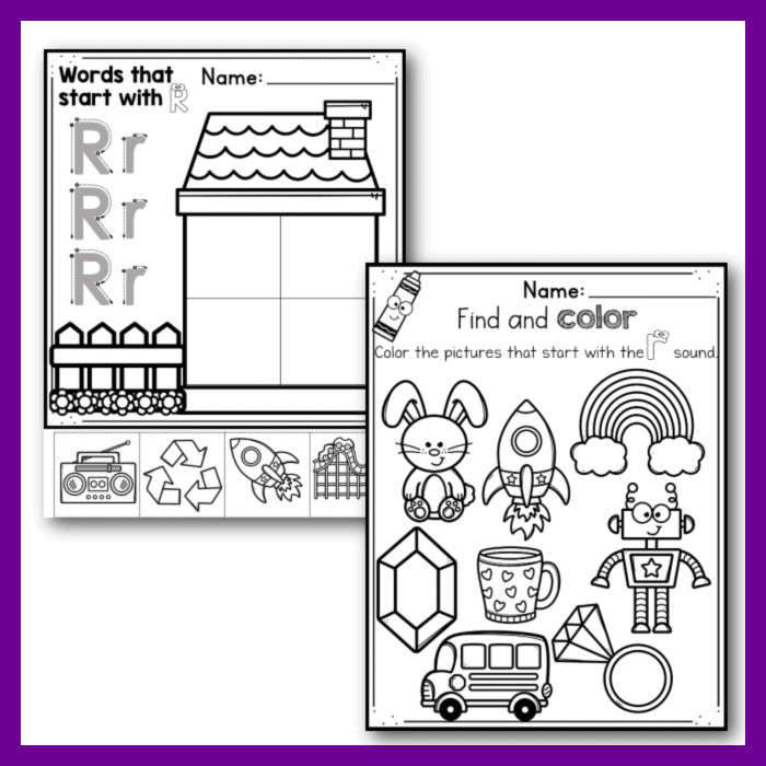 Free printable letter r worksheets tracing letter recognition alphabet sounds