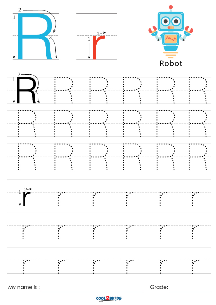 Free printable letter r tracing worksheets