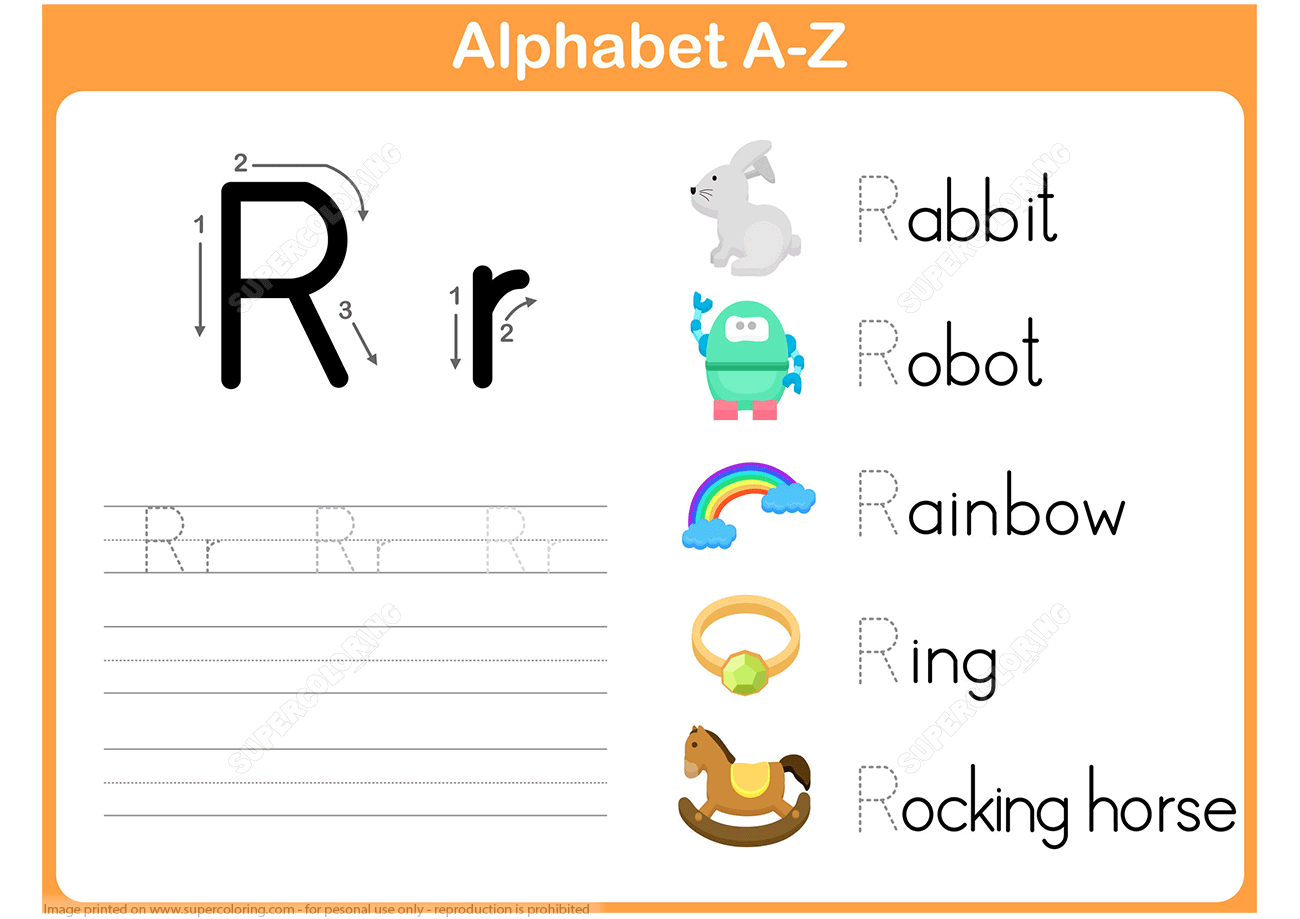 Letter r tracing worksheet free printable puzzle games