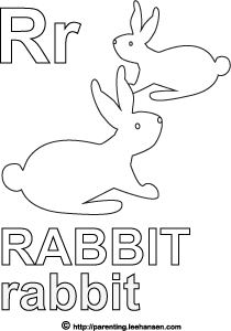 Letter r activity page rabbits alphabet coloring sheet