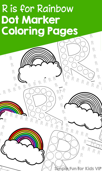 R is for rainbow dot marker coloring pages