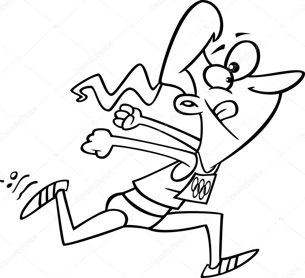 Vector of a cartoon track and field woman sprinting