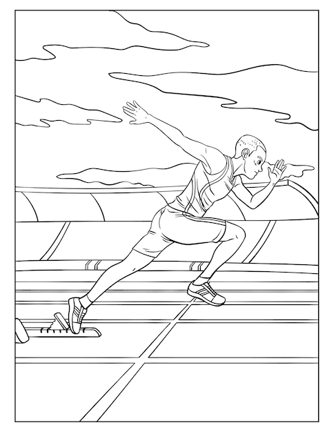 Premium vector sprinting coloring page for kids