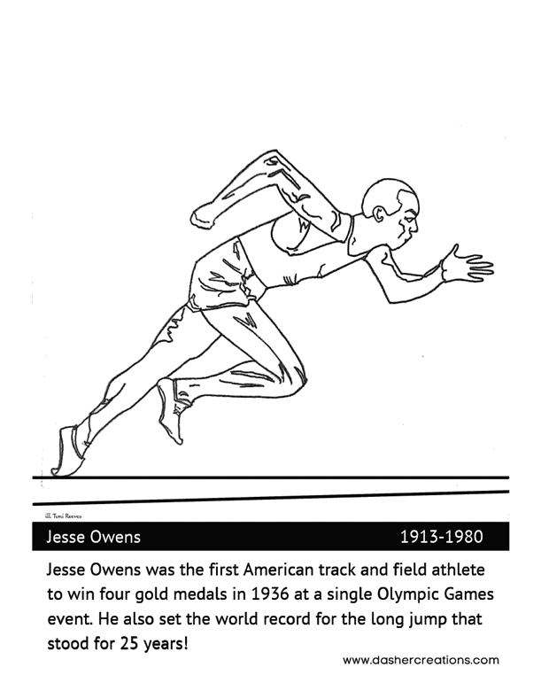 Jesse owens coloring page