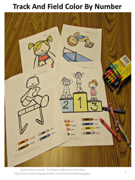 Track and field spring summer activities packet color by number worksheets