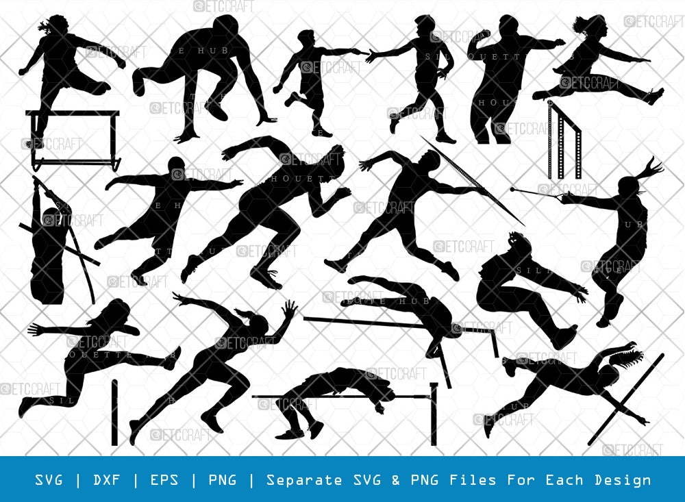 Track and field svg cut files track and field silhouette captures javelin svg runner svg sports svg cross country svg track and field bundle