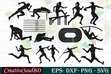 Track and field svg bundle track and field silhouette