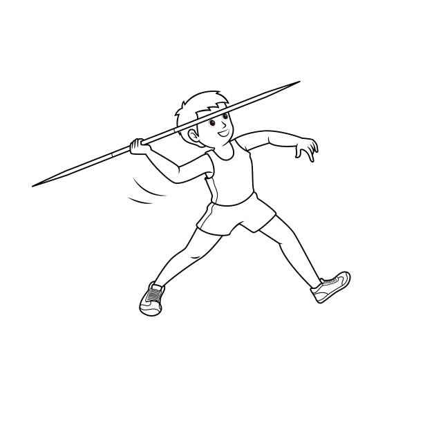 Drawing of a javelin throw stock illustrations royalty