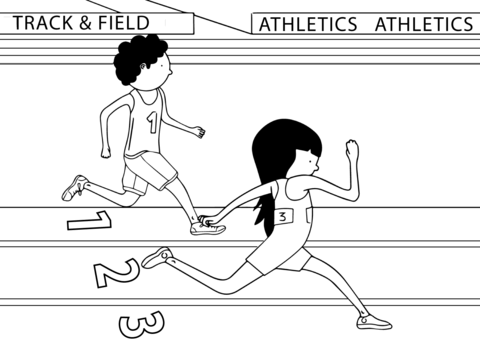 Track and field coloring page free printable coloring pages