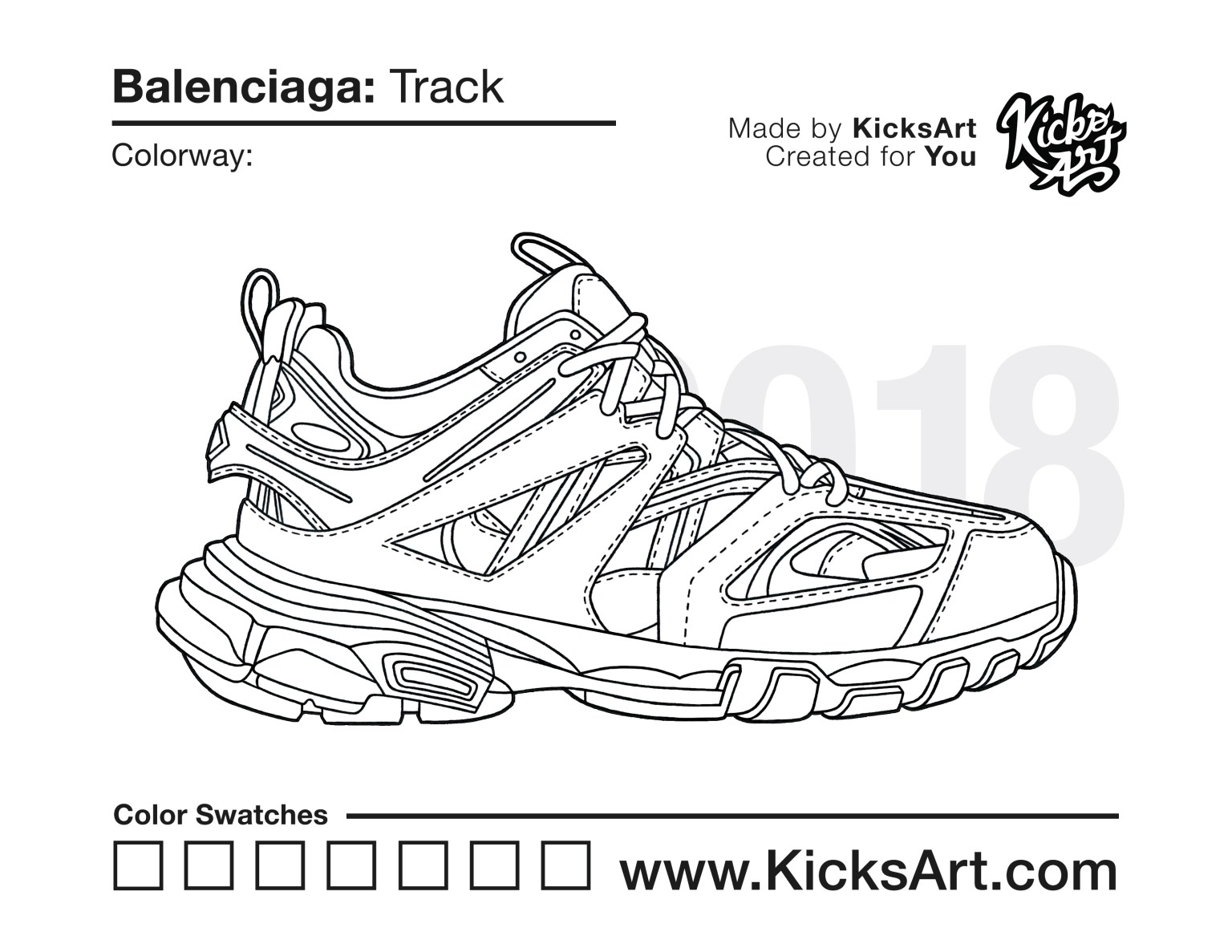 Balenciaga track sneaker coloring page