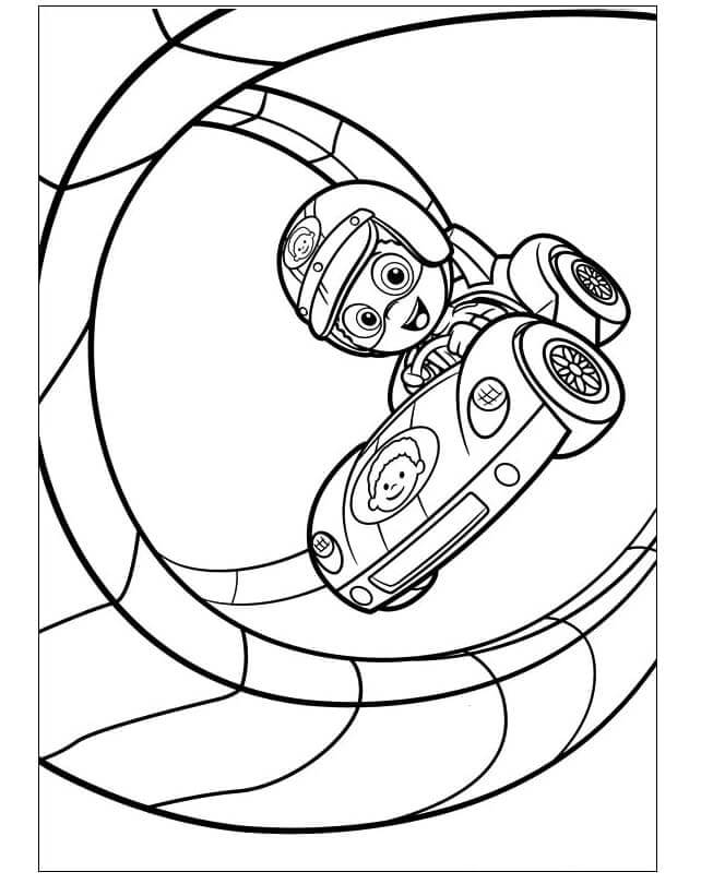 Guppy rushes along the track coloring page