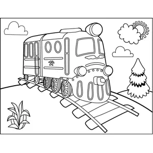 Train and railroad track coloring page