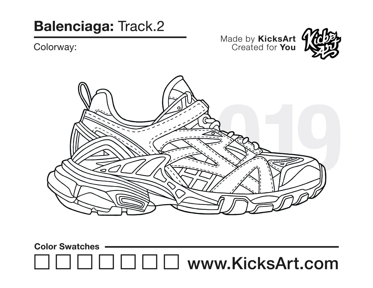 Balenciaga track sneaker coloring page