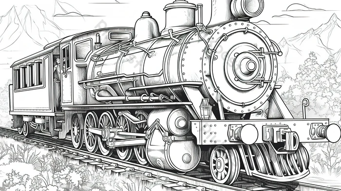 Train track on a coloring pages backgrounds jpg free download