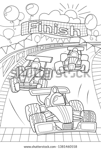 Car race coloring page formula stock vector royalty free