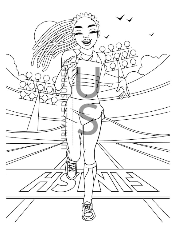 Track star coloring page black coloring page black woman coloring page kids coloring page print coloring page coloring page