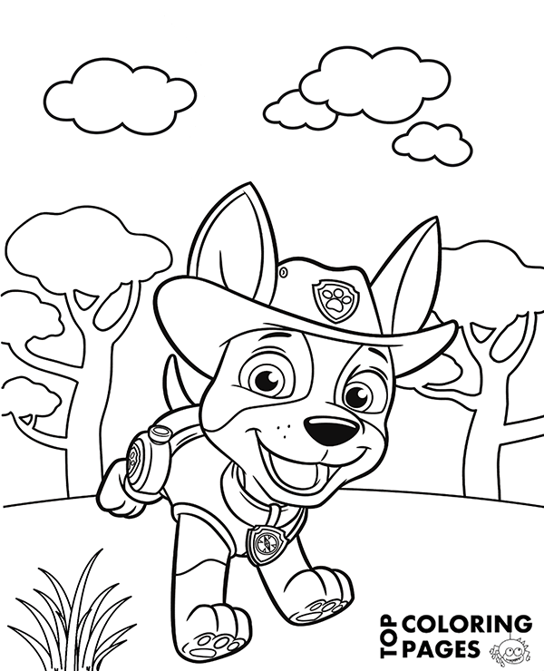 Free coloring page of tracker from paw patrol