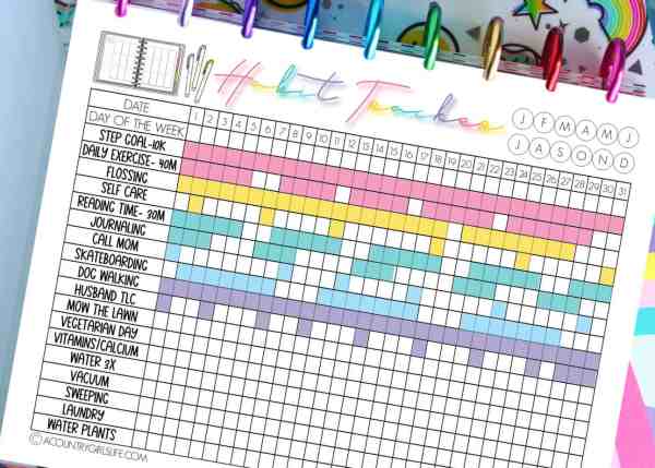 Free printable habit tracker stickers templates coloring pages for planners