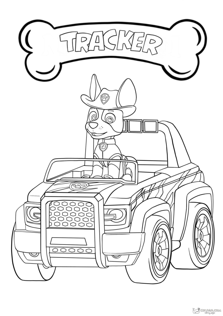 Coloring pages of tracker from paw patrol