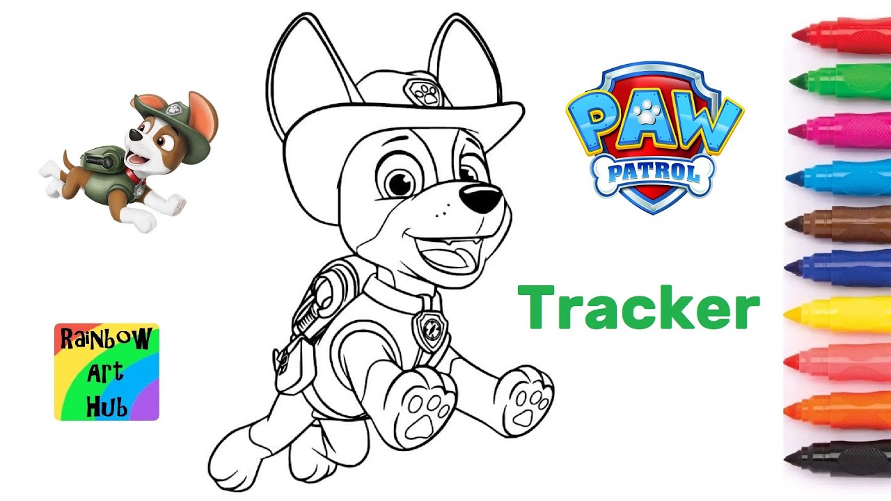 Paw patrol tracker coloring page video