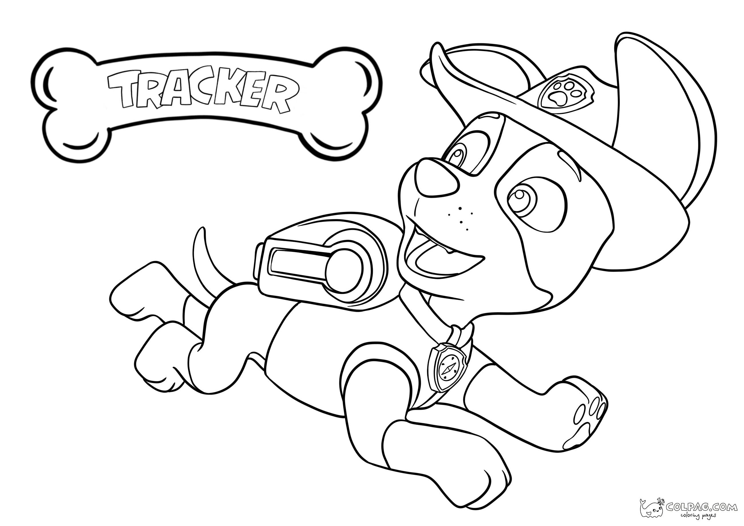 Coloring pages of tracker from paw patrol