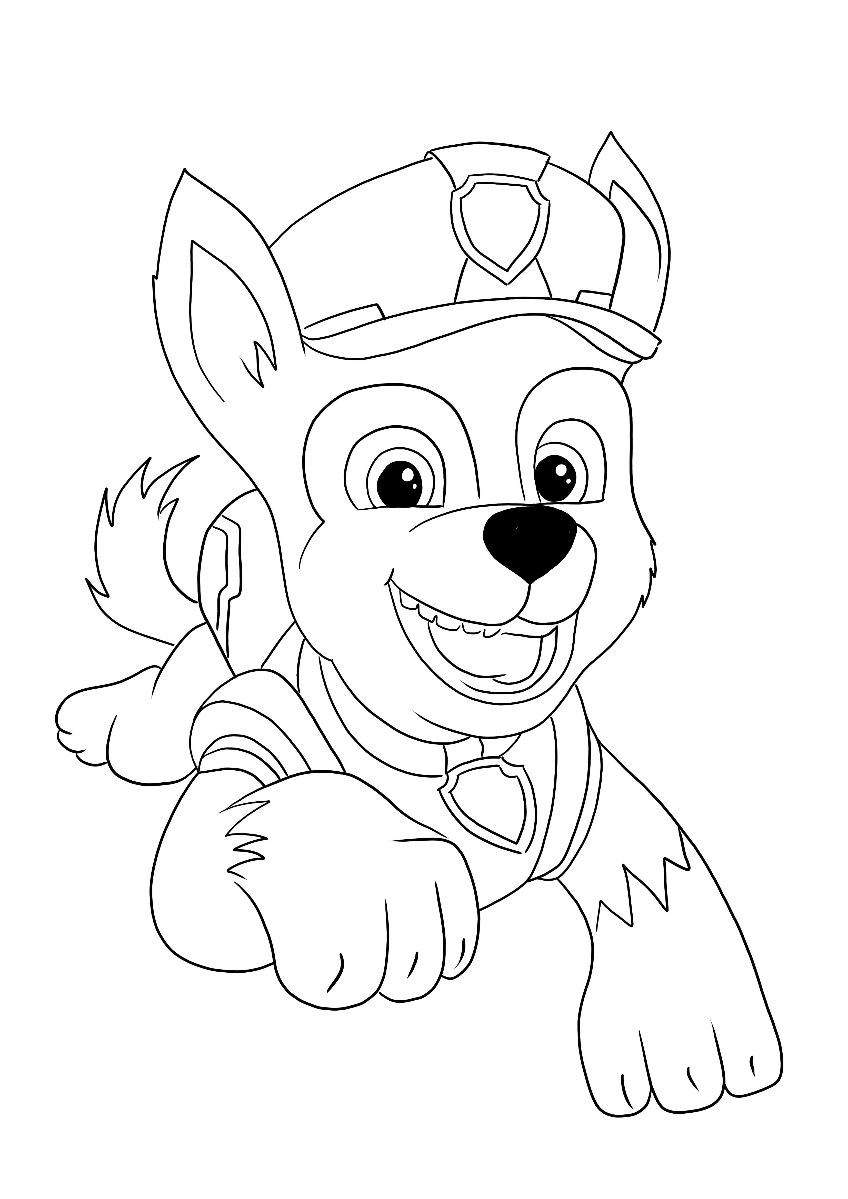 Tracker from paw patrol coloring page for kids to print and color for free