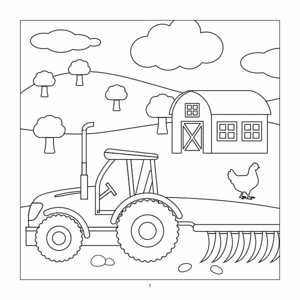 Tractor coloring book for kids ages