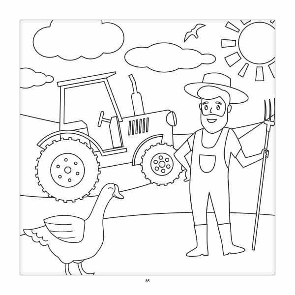 Tractor coloring book for kids ages