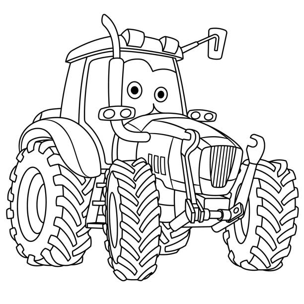 Tractor coloring pages stock illustrations royalty