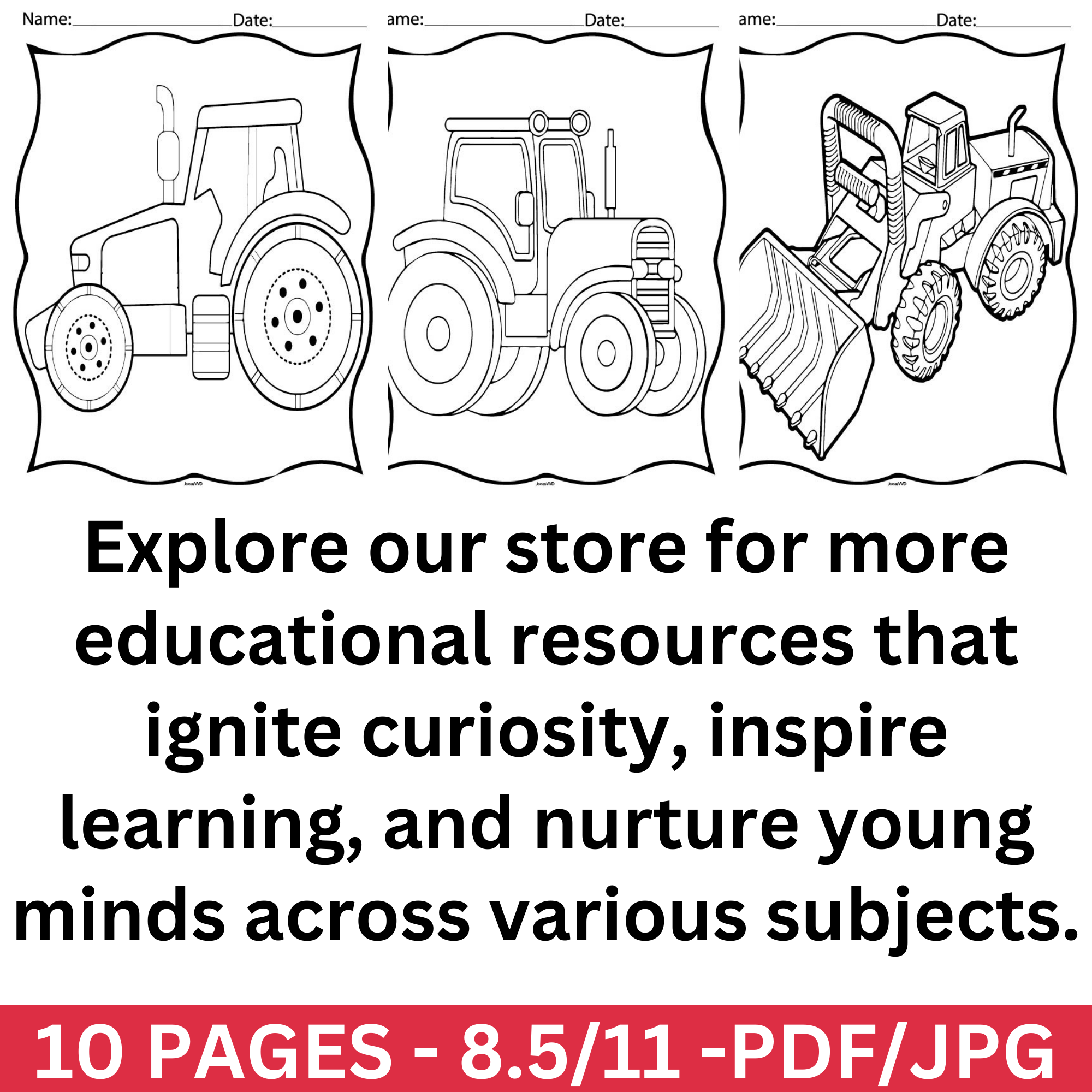 Tractor coloring pages for kids farm