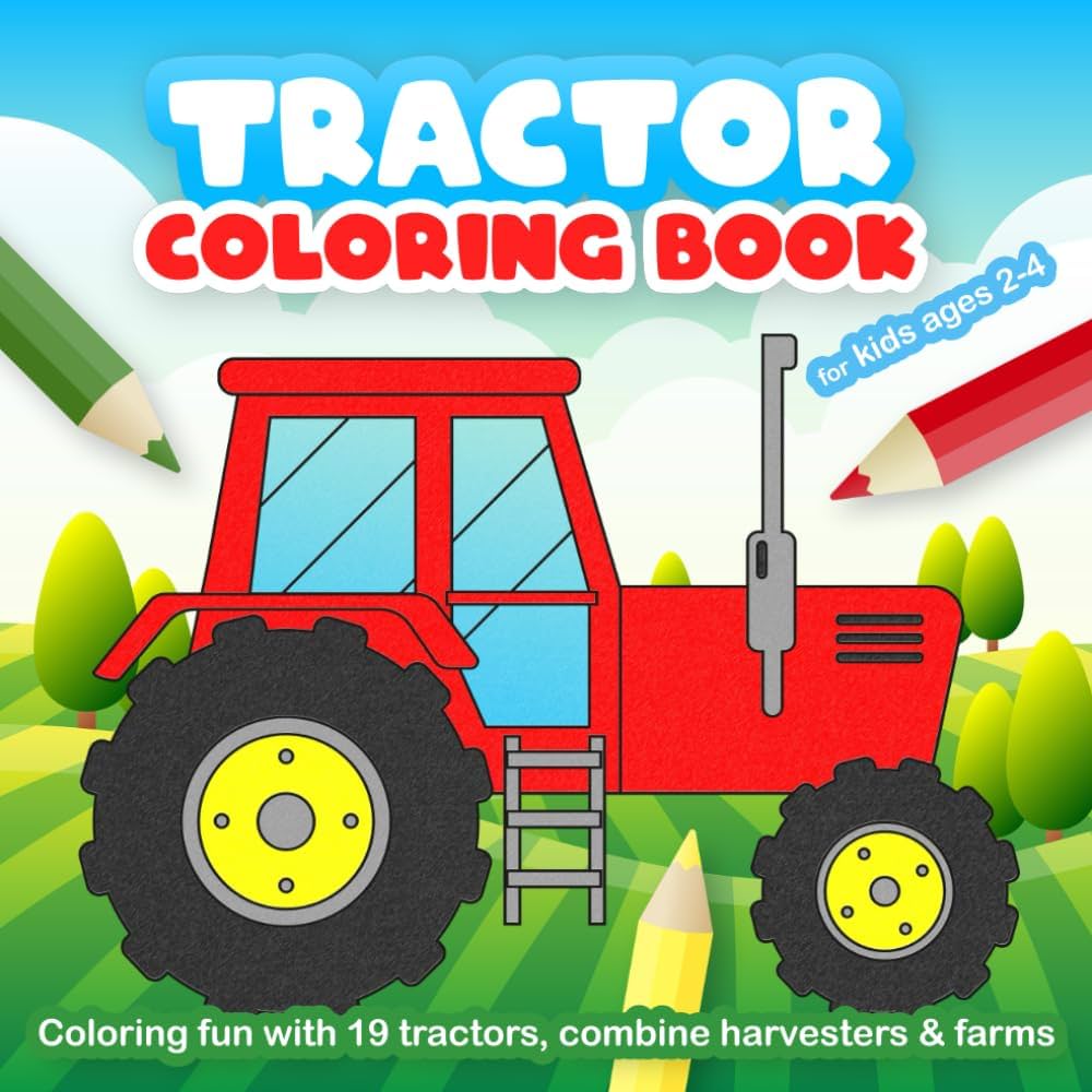 Tractor coloring book for kids ages