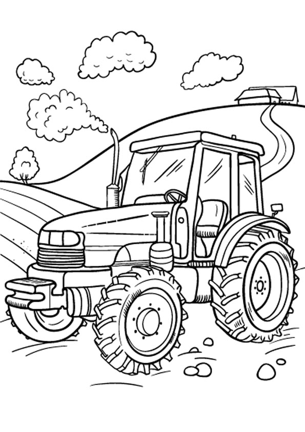 Coloring pages tractor plough field coloring page