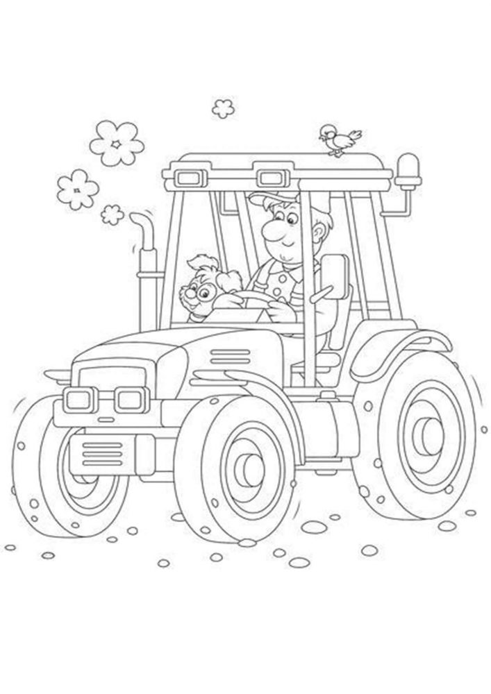 Free easy to print tractor coloring pages